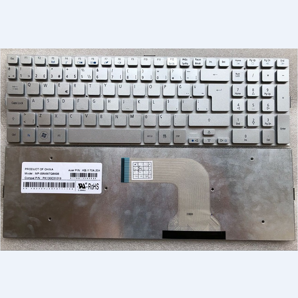 Keyboard Acer Aspire 5943G 5950G 8943G 8950G Turkish silver