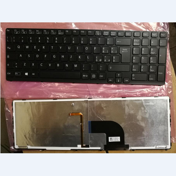 Keyboard SONY VAIO SVE15 SVE1512E4E SVE1512E6E Italian black frame with backlit