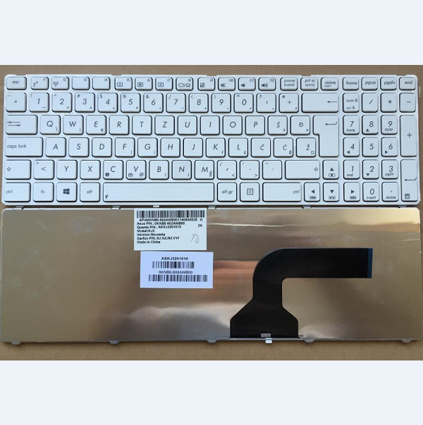 Keyboard Asus K52J K53E K53SV K73SM K72J Croatian Slovenian white with frame 